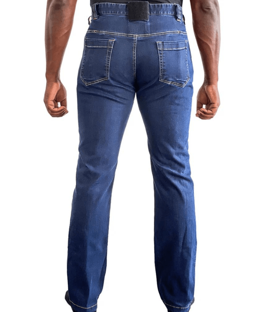 Back view of Asset Tactical Jeans highlighting 13 pockets and reinforced construction.