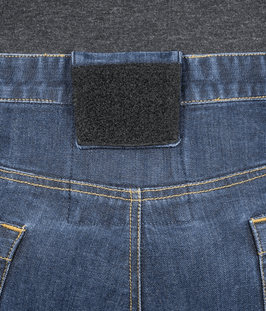 Back view of Asset Tactical Jeans showcasing reinforced belt loops and stretch yoke.