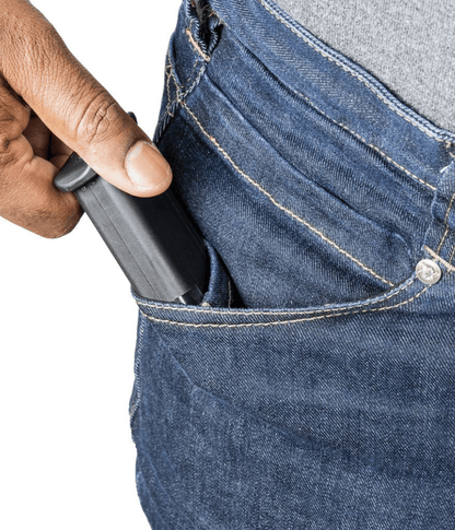 Asset Tactical Jeans with pistol mag holder pocket detail.