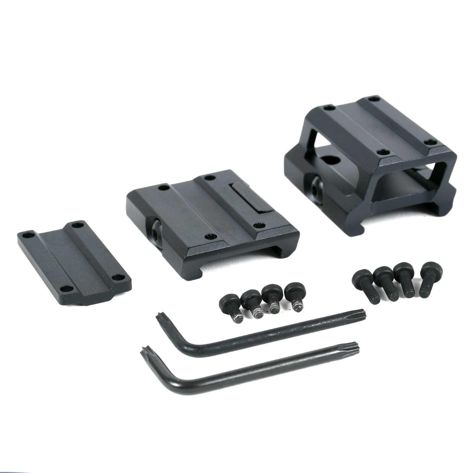 RCO™ Red Dot Sight variable riser mounts with tools and screws.