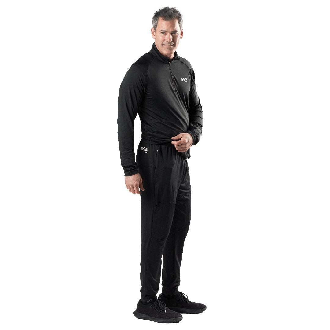 Basecamp Mens Baselayer Pants with heating elements and LED controller for winter warmth.