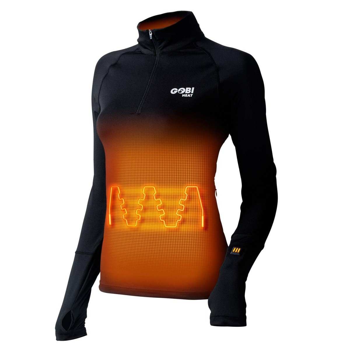 Basecamp Womens Heated Base Layer Shirt with conductive-thread technology and 3-Bar LED heat control.