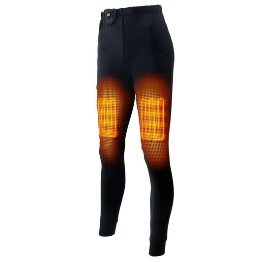 Basecamp womens heated baselayer pants with adjustable heat zones and zippered pockets.