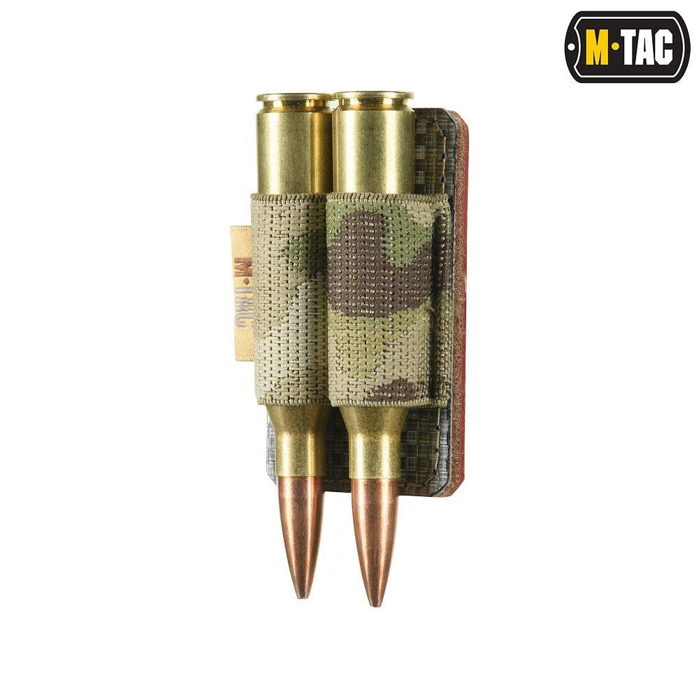 M-Tac 2 Round Bullet Holder for Rifle with elastic webbing, designed for quick access to spare cartridges.