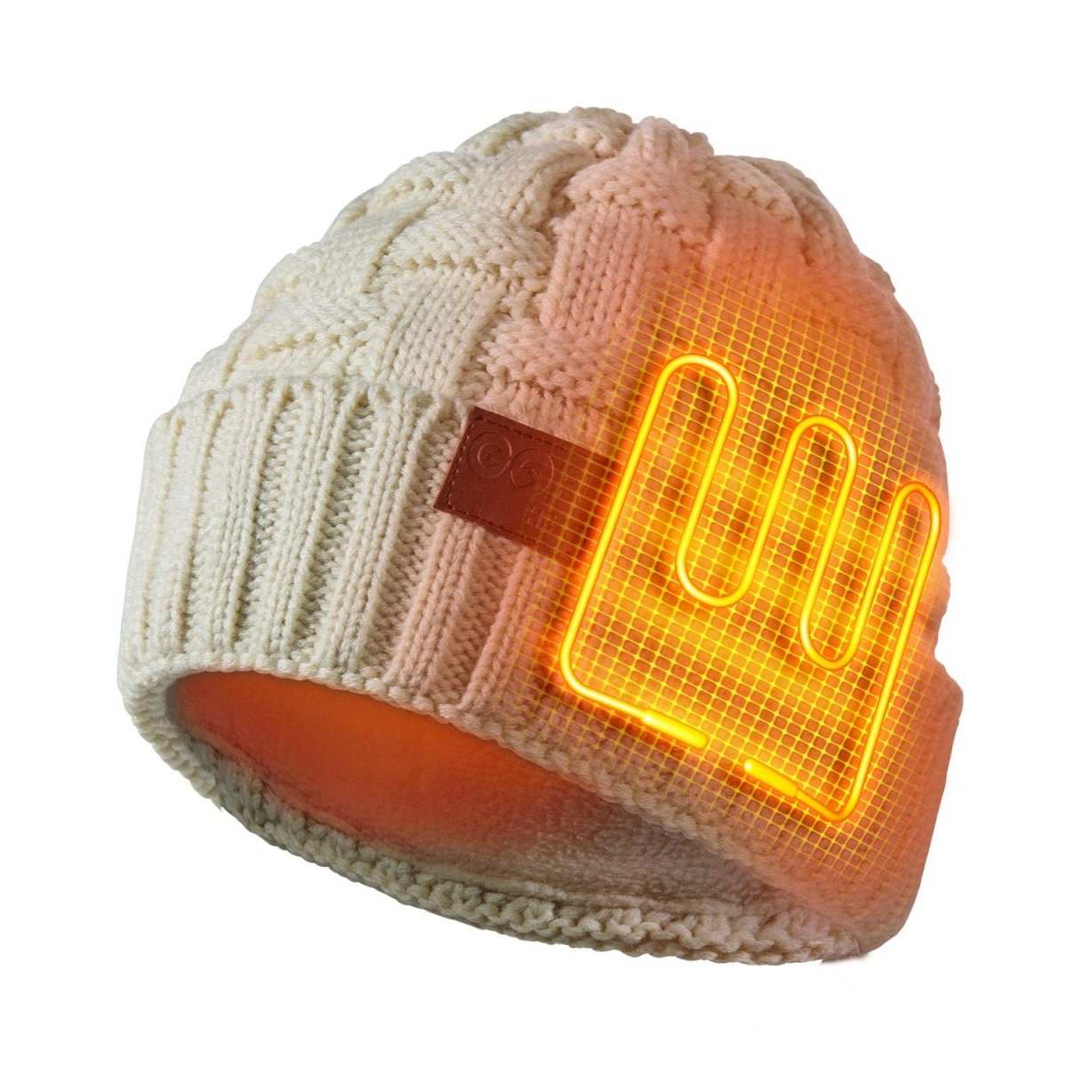 Crest Womens Heated Beanie with LED controller and dual steel fiber heating.