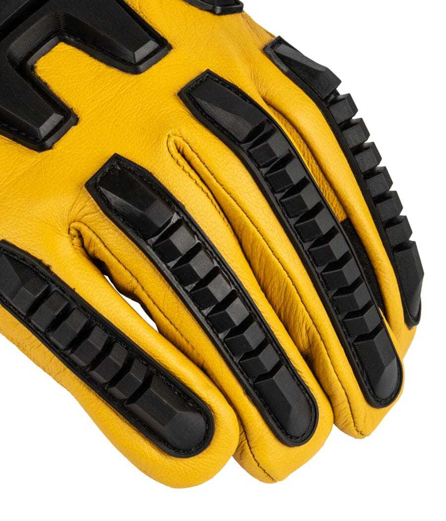 Yellow Diesel Work Gloves 2.0 Elite with black impact-absorbing pads.