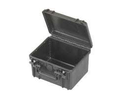 Doro D0907-6 case with open lid, heavy-duty injection molded design, IP67 waterproof rating, black color, 10" x 9.5" x 6.5" dimensions, suitable for custom foam.