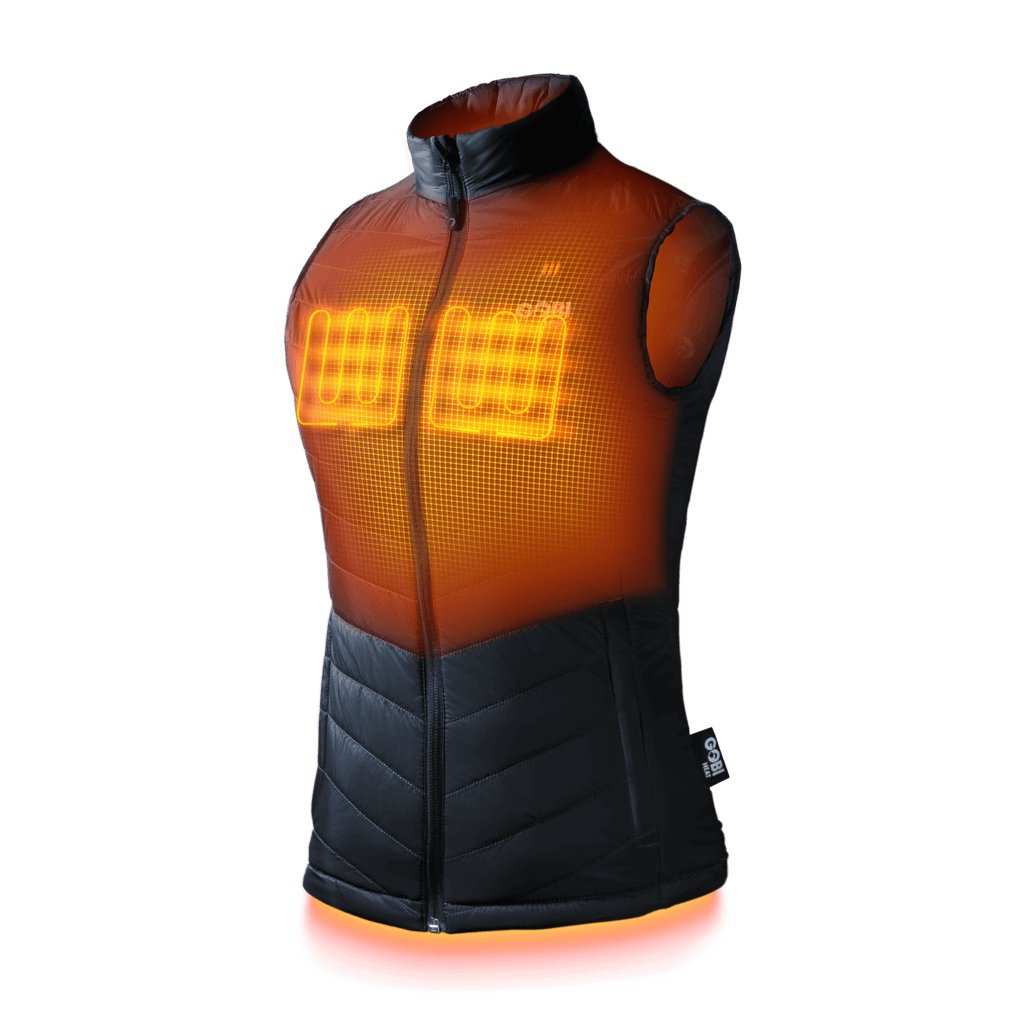 Dune Heated Vest for Women with conductive thread heating elements and long-lasting battery.