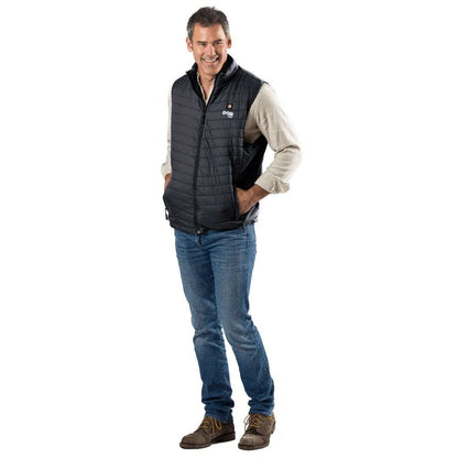 Dune Mens Heated Vest worn by male model, stylish warmth for outdoor comfort.