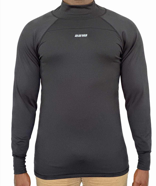 Equinoxx Stage 3 ultra-thermal shirt, black, long sleeves, mock-neck design, men's wear.