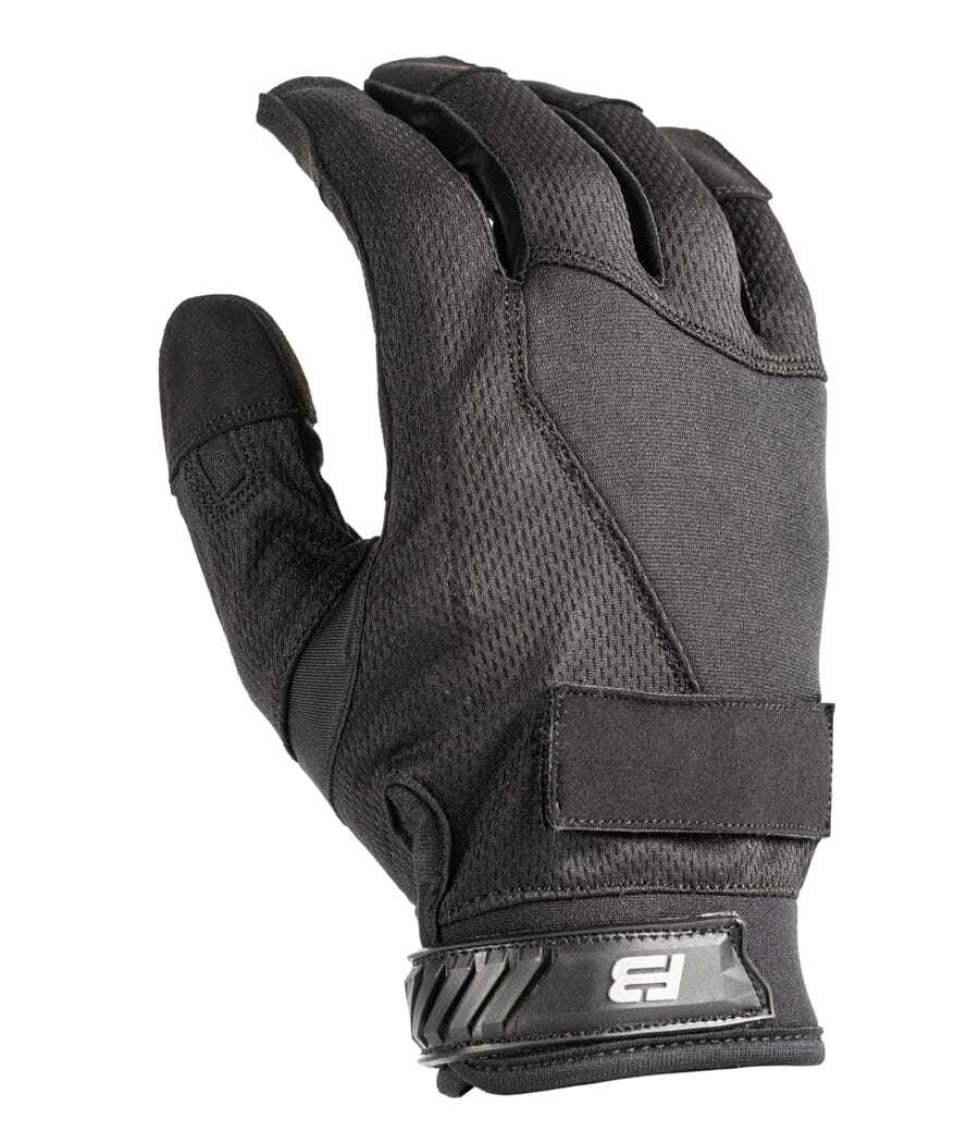 Black Exxtremity Patrol Gloves 2.0 with nylon shell and synthetic leather palm, designed for police and first responders.