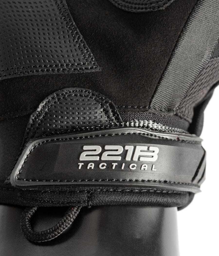 Exxtremity Patrol Gloves 2.0 with 221B Tactical branding, featuring durable black material and hook-and-loop fasteners.