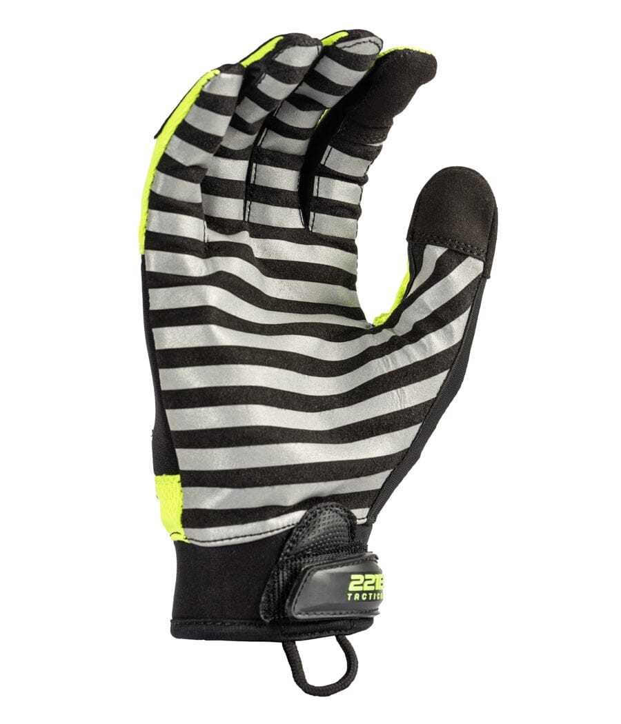 Exxtremity Patrol Gloves 2.0 black and gray with hook and loop feature for LED flashlight.