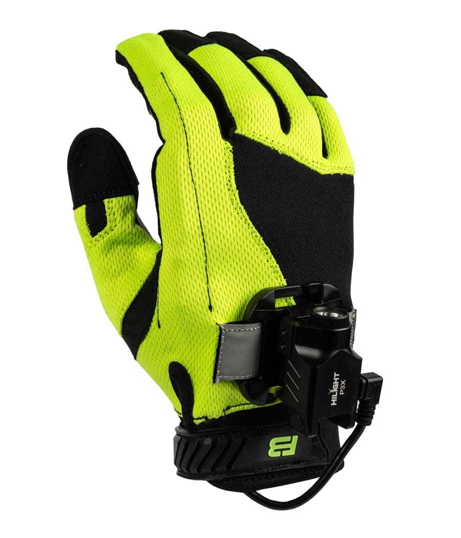 Exxtremity Patrol Gloves 2.0 with LED mount, nylon shell, and touchscreen compatibility.