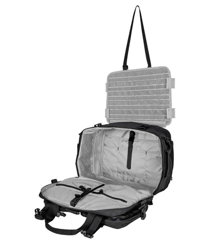 Hondo Duty Bag 2.0 with modular expansion system, open to show interior compartments and armored panel.