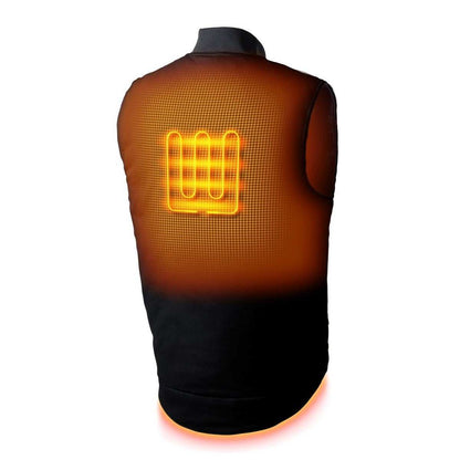 Ibex Men's Heated Workwear Vest with 5 heat zones, wind and water resistant, durable for jobsite use.