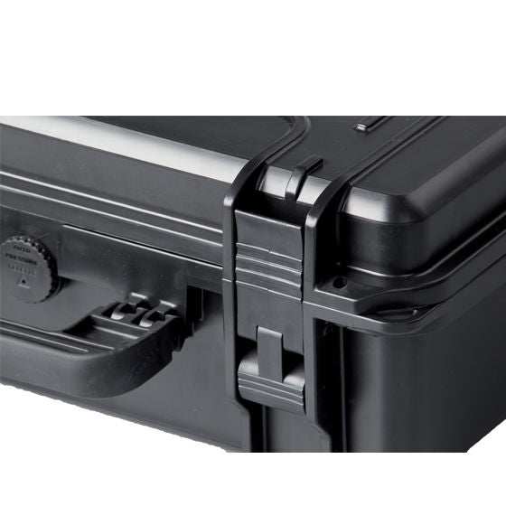 Doro D0907-6 Case with IP67 waterproof rating, featuring double throw latches and heavy-duty construction, 10" x 9.5" x 6.5".