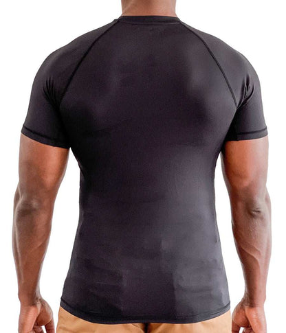 Maxx-Dri Silver Elite T-Shirt with silver infused anti-odor technology, black, back view.