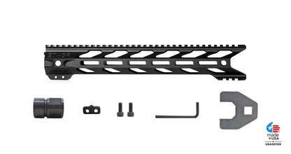 STNGR HWK® M-LOK Free Float AR-15 Handguard with accessories, lightweight design, and anti-rotation features.