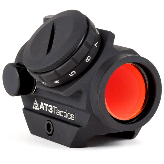 AT3 Tactical RD-50 Micro Red Dot Reflex Sight with 2 MOA reticle and waterproof housing; ideal for Picatinny and Weaver rail systems.