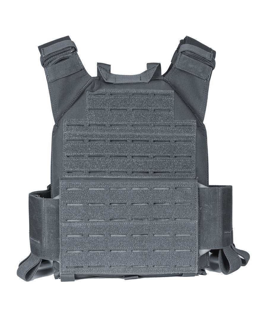 QRF Low Visibility Minimalist Plate Carrier with molle and velcro features for tactical use.