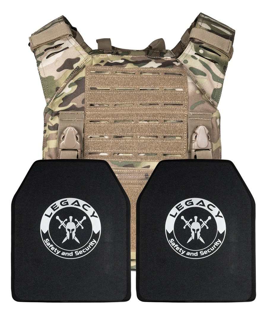 QRF Plate Carrier Full Package with armor plates and camouflage design.