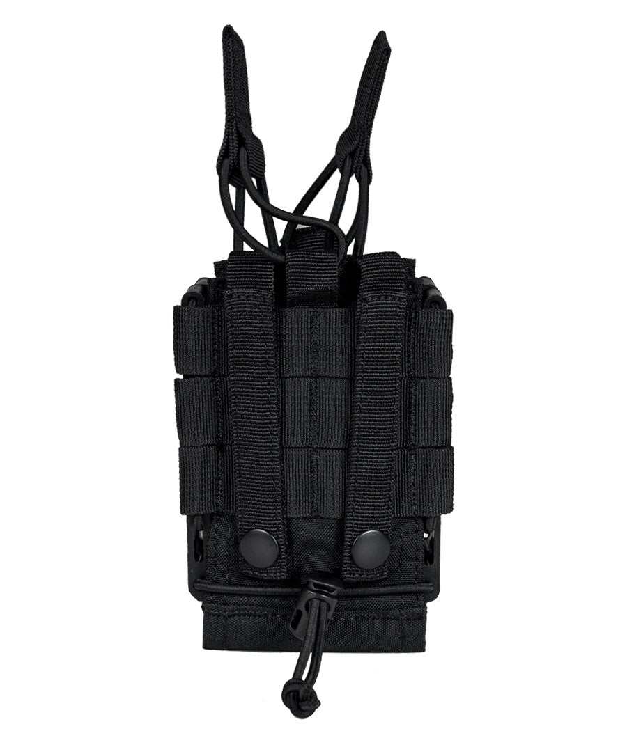 Rapid Access Double AR Open Top Molle Mag Pouch in black, featuring durable 1000D Cordura, elastic shock cords, and adjustable retention for AR-15 magazines.