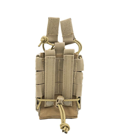 Rapid Access Double AR .223/5.56 & 7.62 Open Top Molle Mag Pouch with elastic cords and durable construction.