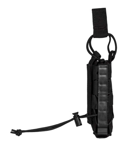 Rapid Access Single AR Molle Mag Pouch with open top, elastic shock cord, and polymer frame for AR-15 magazines.