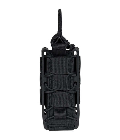 Black Rapid Access Single Pistol Open Top Molle Mag Pouch with durable 1000D Codura construction and adjustable retention.