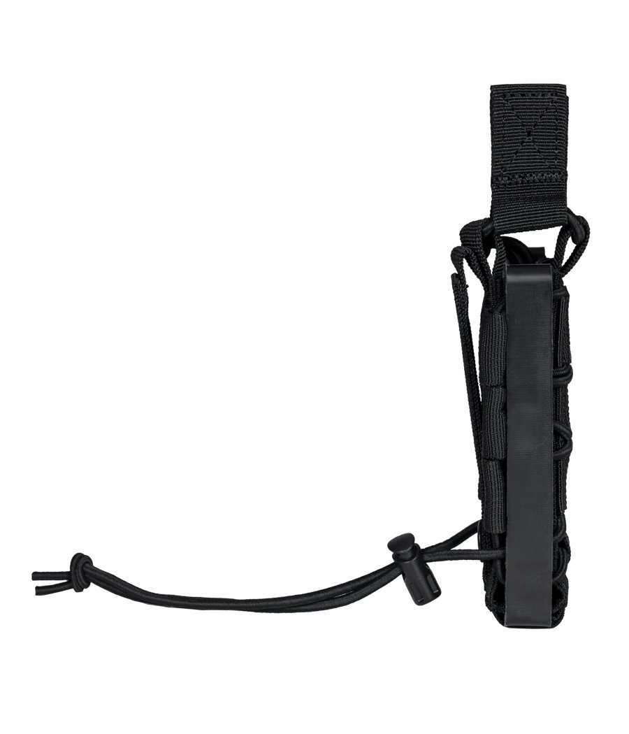 Rapid Access Single Pistol Open Top Molle Mag Pouch with elastic shock cord and polymer frame.