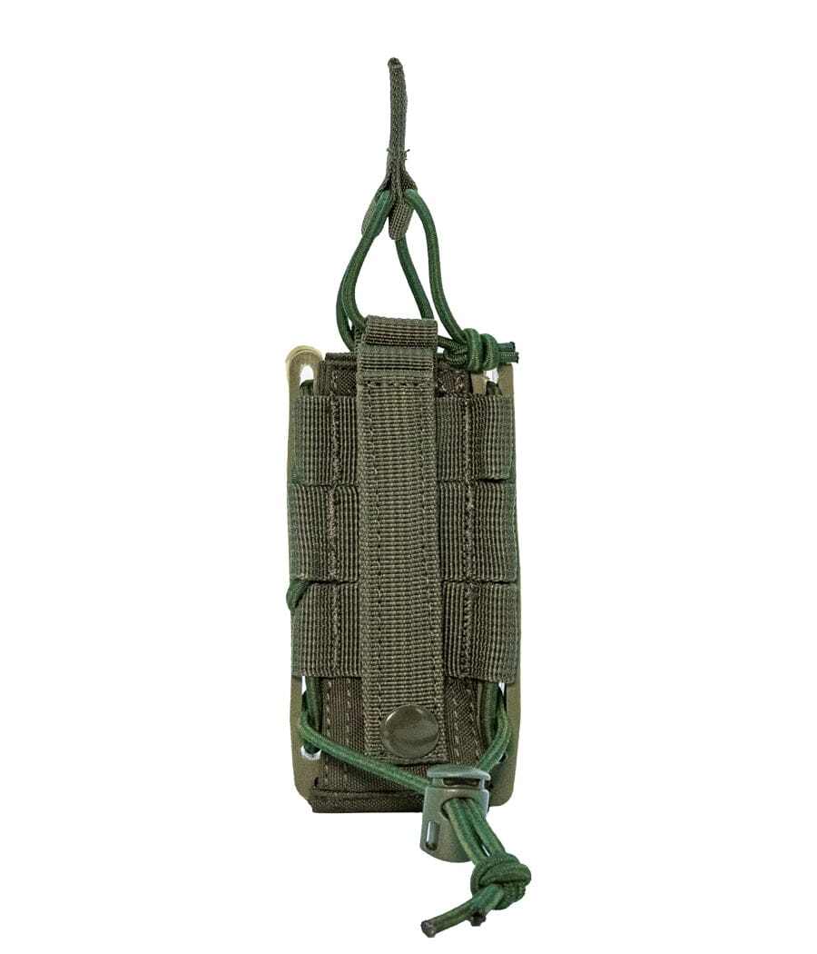 Rapid Access Single Pistol Open Top Molle Mag Pouch, durable 1000D Codura, elastic shock cords, polymer frame, molle attachable.