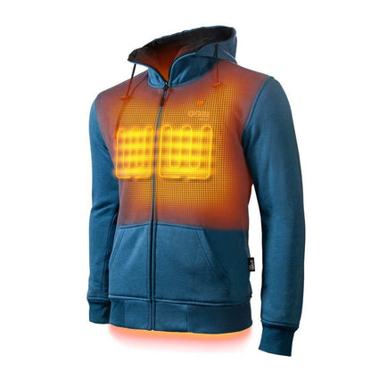 Ridge Mens Heated Hoodie with conductive heating technology and adjustable hood.