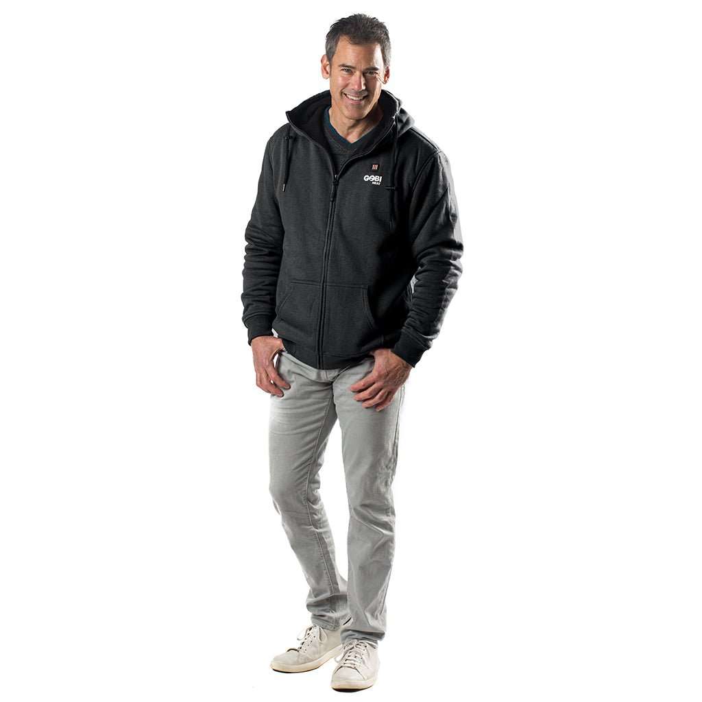 Ridge Mens Heated Hoodie with conductive heating technology and adjustable hood.