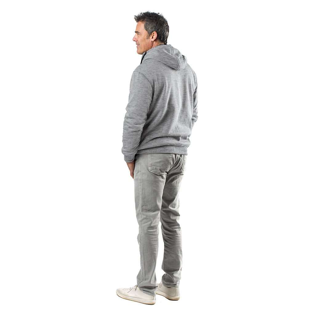 Ridge Mens Heated Hoodie with adjustable hood and conductive thread heating technology.