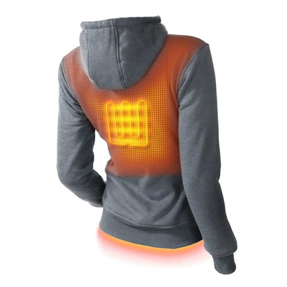 Ridge Womens Heated Hoodie with conductive thread heating technology and cinchable hood.