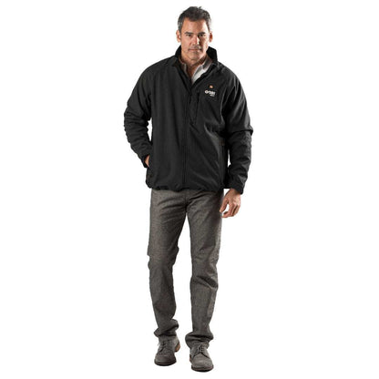 Sahara Mens Heated Jacket, versatile wind and water-resistant soft-shell with adjustable heat settings.