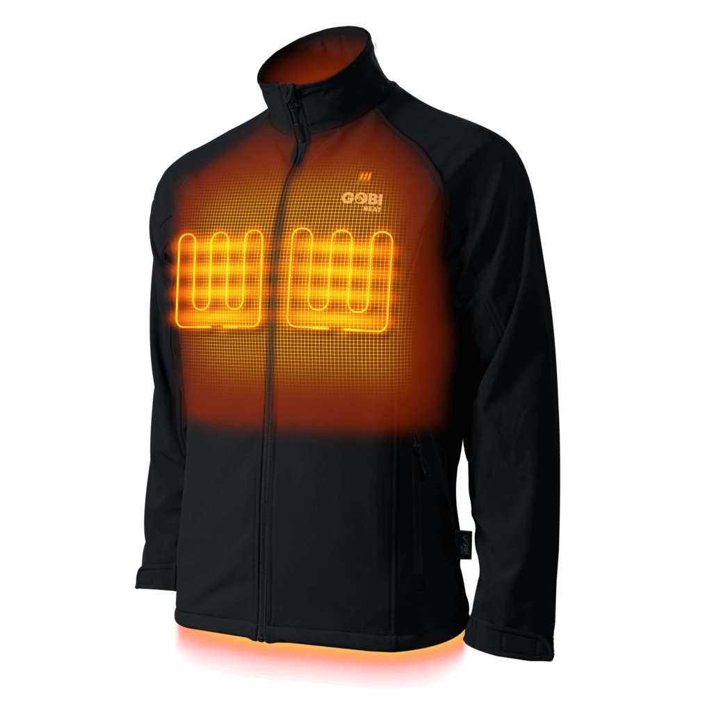 Sahara Mens Heated Jacket with adjustable heat settings and three heat zones.