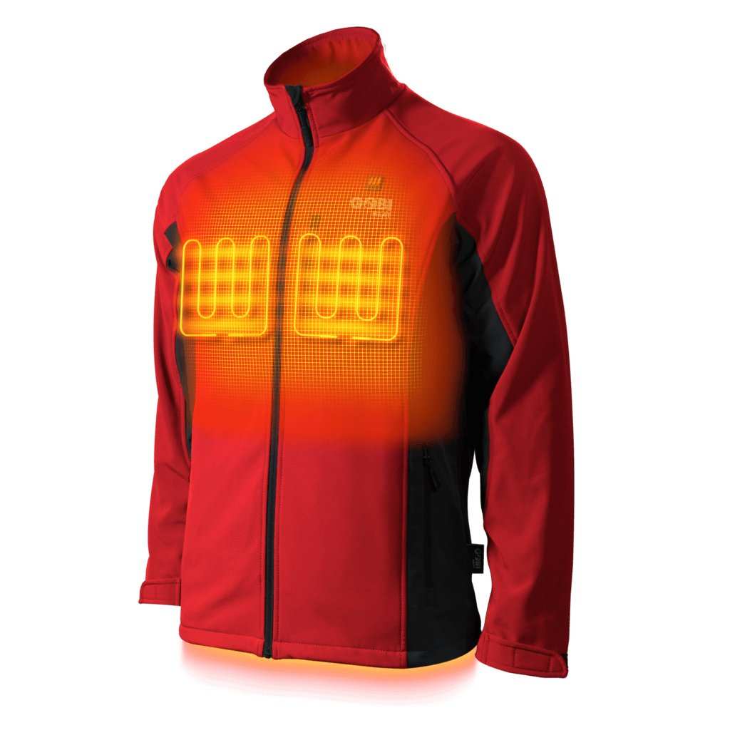 Sahara Mens Heated Jacket with three heat zones and adjustable settings.