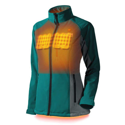 Sahara women's heated jacket with built-in heater and adjustable heat settings.