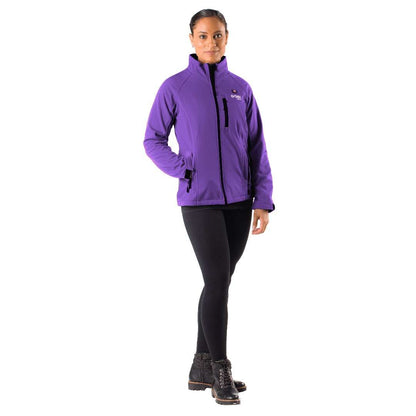 Sahara Women's Heated Jacket in purple with built-in heater and battery.