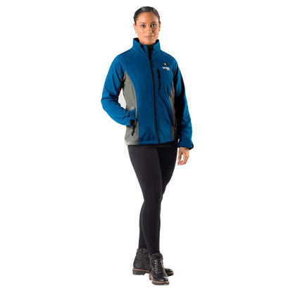 Sahara Womens Heated Jacket with velcro cuffs and three heat settings, available in various colors.