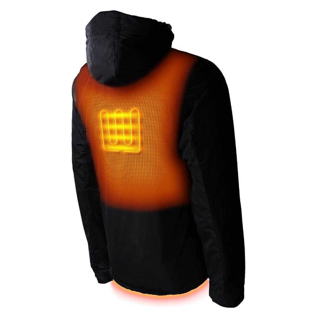 Shift Mens Heated Snowboard Jacket with visible heating zones on the back.