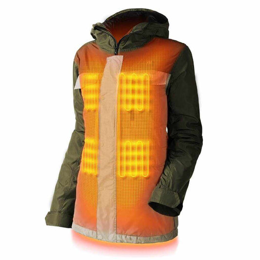 Shift Women's Heated Snowboard Jacket with 5 heating zones and adjustable settings.