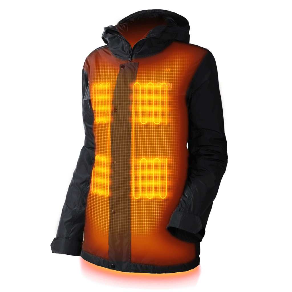 Shift Womens Heated Snowboard Jacket with 5 heat zones and 9-hour battery, ideal for skiing and snowboarding.