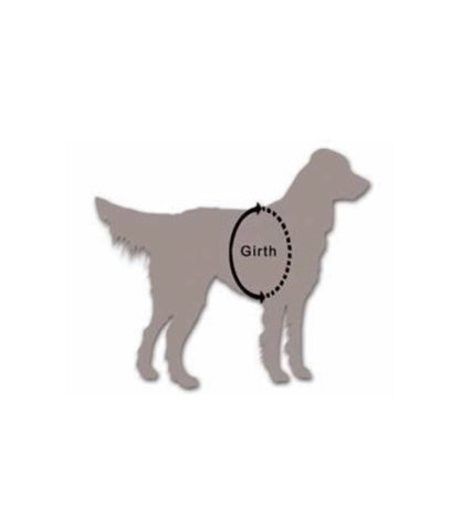 K-9 girth measurement diagram for ballistic body armor vest fitting.