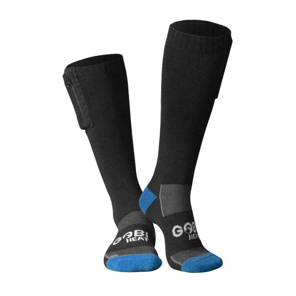 Heated socks with remote control, adjustable heat settings, and rechargeable batteries for lasting warmth.