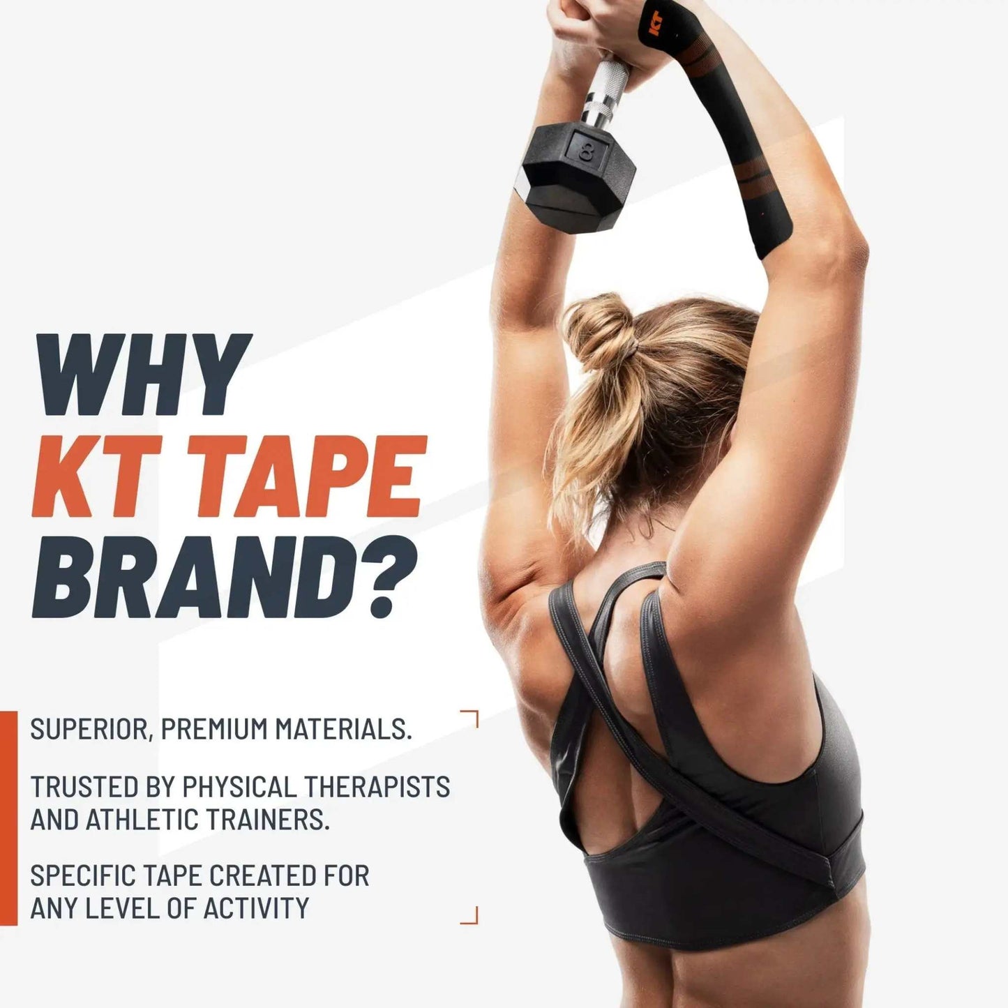 Athlete using KT Tape Pro for muscle support while lifting weights.