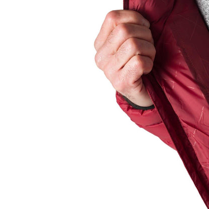 Red Wolf Men's Heated Jacket with elastic cuffs and durable nylon material.