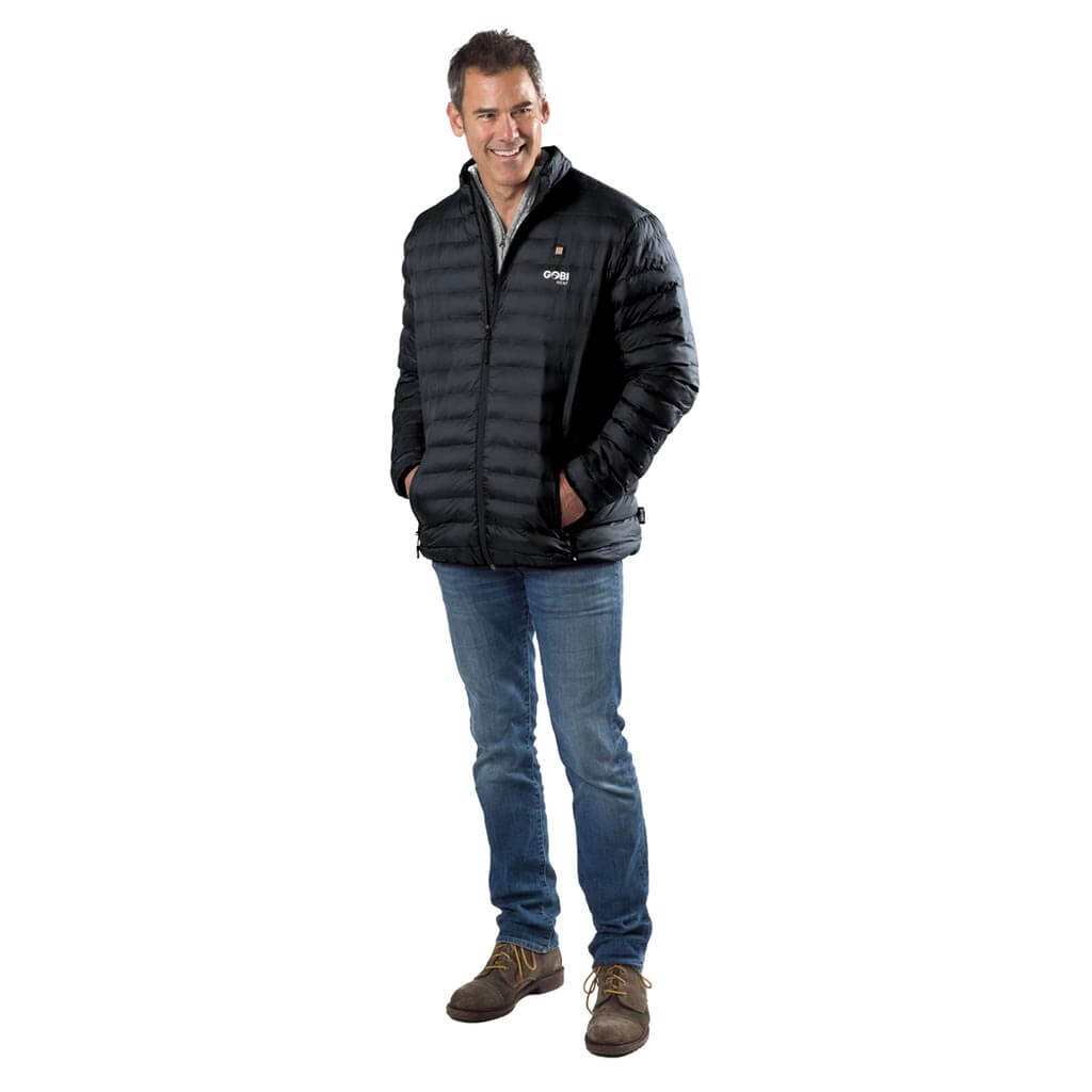 Wolf Mens Heated Jacket, ultra-lightweight, durable puffer with 10-hour battery, 3 heat settings, water-resistant nylon.